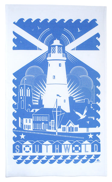 Southwold Lighthouse Tea Towel - Cobalt Blue