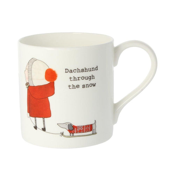 Dachshund Through The Snow Mug by Rosie Made A Thing