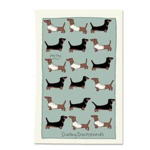 Dachshund / Sausage Dog Tea Towel by Poppy Treffry